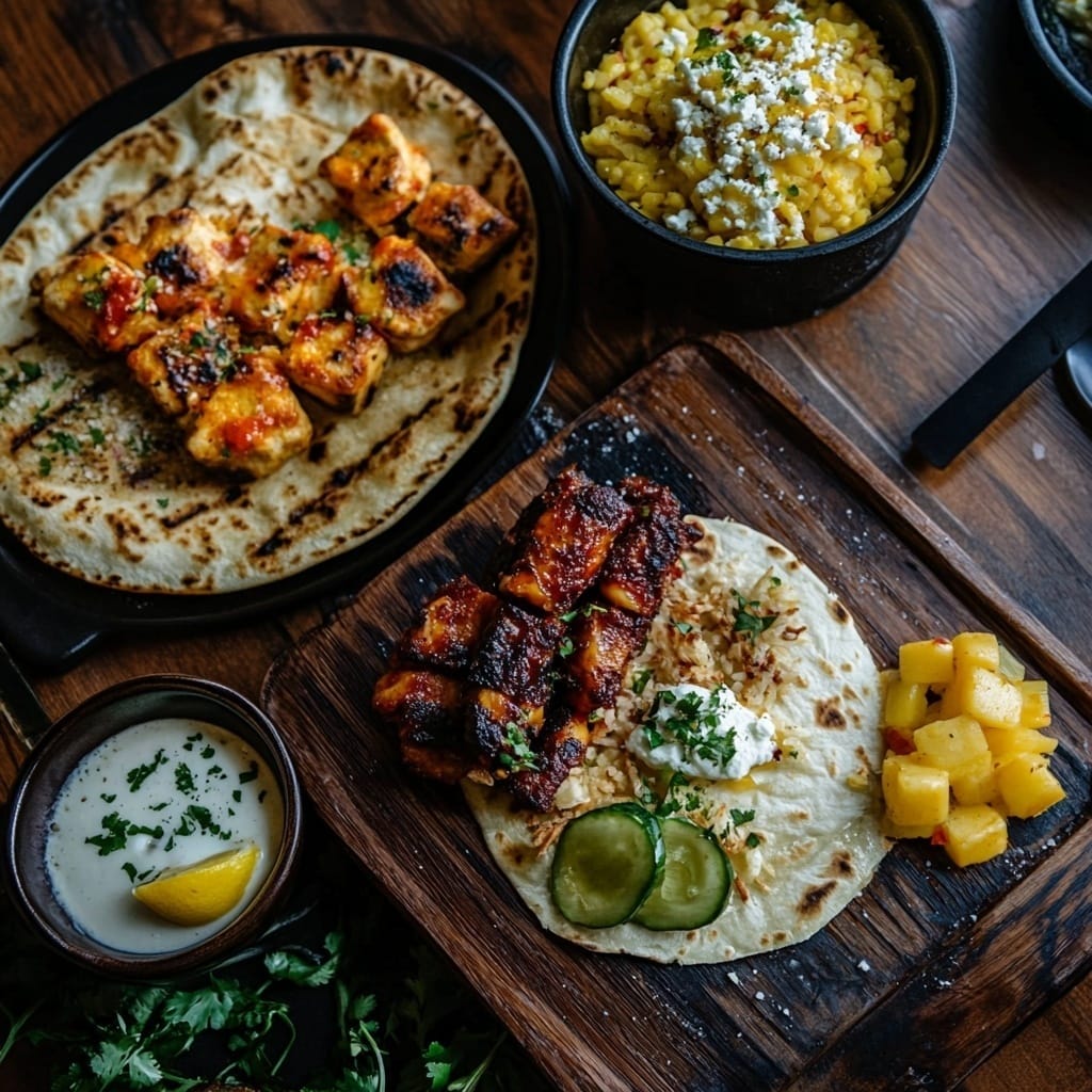 Grillad kycklingtaco med mangosalsa och yoghurtsås