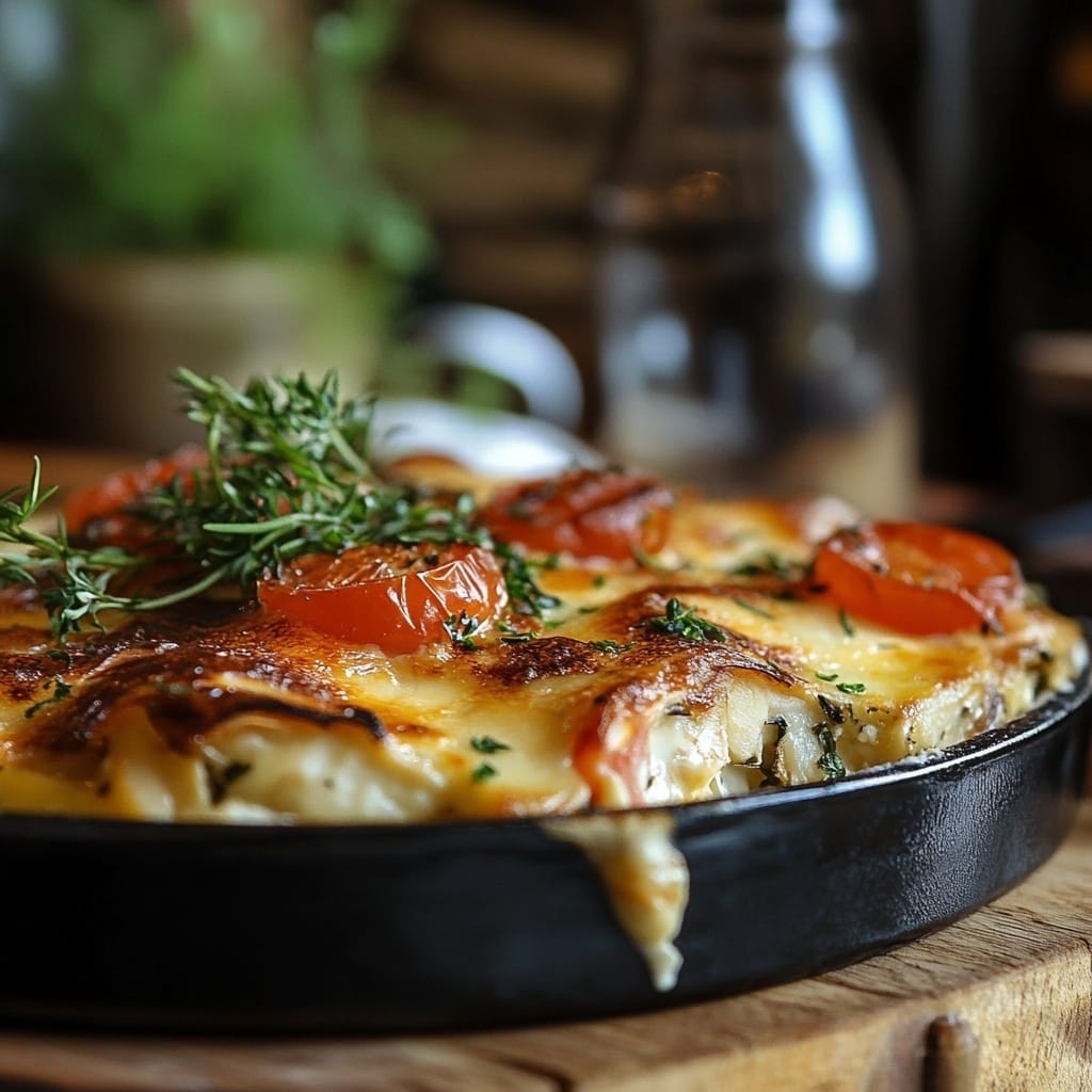 Potatisgratäng med tomater och ost